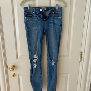 PAIGE Distressed Skinny Jeans in Blue